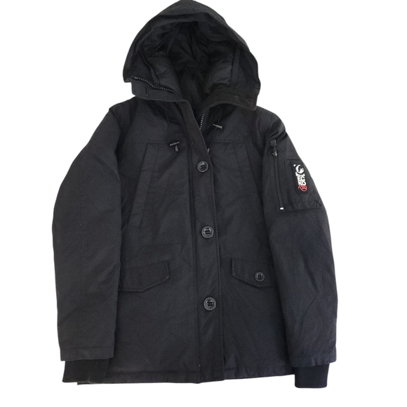 ECKO RED down Hooded zipped puffer parka winter Coat black very warm small - Picture 1 of 13